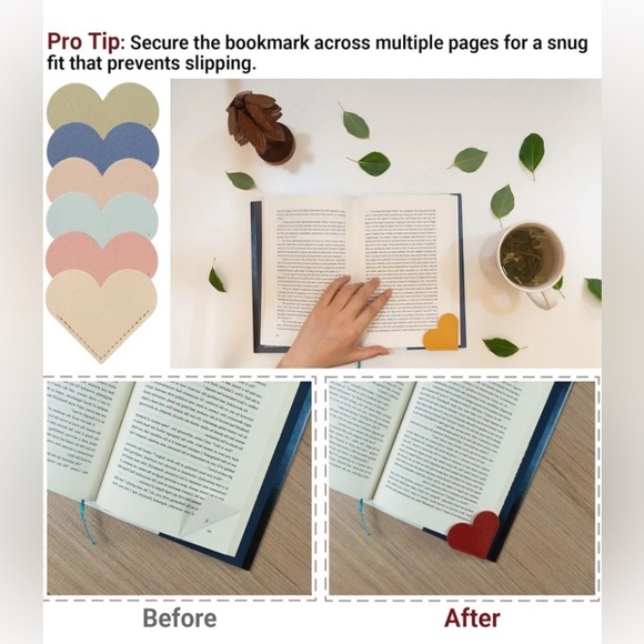 Navy Blue Leather Heart Bookmark - Picture 5 of 5